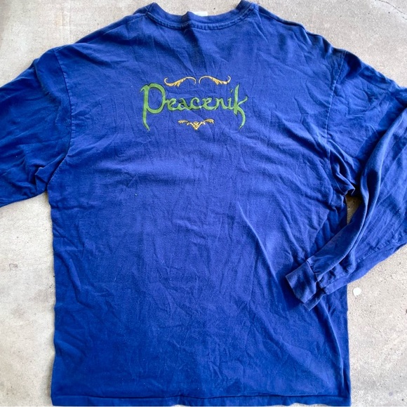 Vintage 90’s PEACENIK. long sleeve shirt men’s XL dark blue hands beefy tag - Picture 4 of 5